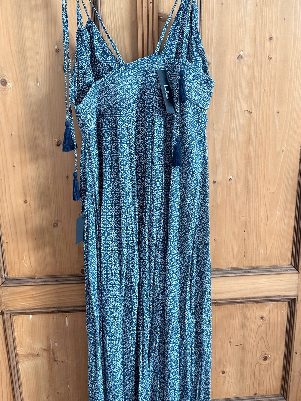 Lulu's Blue Printed Maxi Slip Dress with Tie Straps - Picture 4 of 4